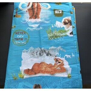 Vtg 2006 Ice Age 2 The Meltdown Flat Twin Sheet Manny Scrat SId Diego Fabric